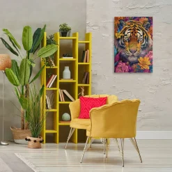 Stupell Industries Peering Tiger Through Flowers Canvas Design by LSR Design Studio