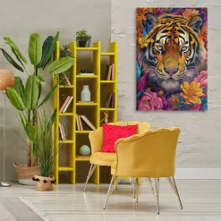 Stupell Industries Peering Tiger Through Flowers Canvas Design by LSR Design Studio