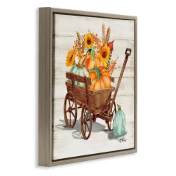 Stupell Industries Pumpkin Farm Harvest Wagon Floater Framed Art