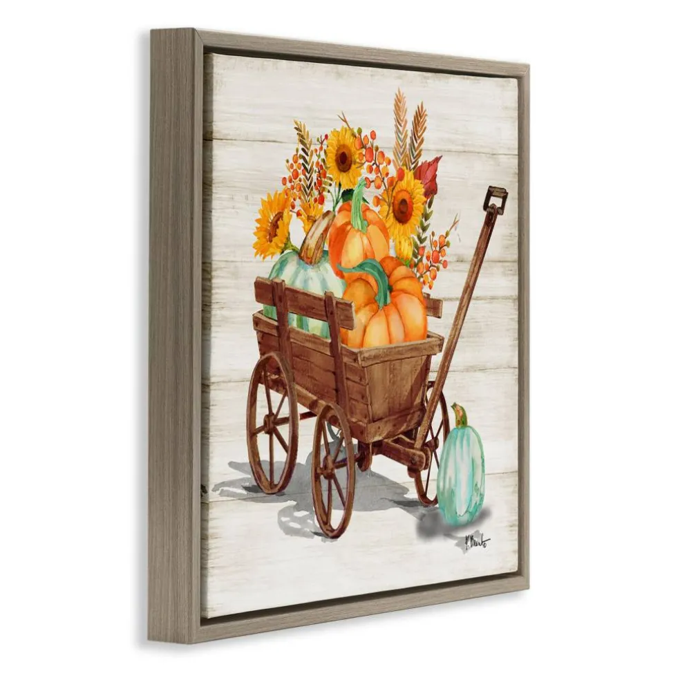 Stupell Industries Pumpkin Farm Harvest Wagon Floater Framed Art