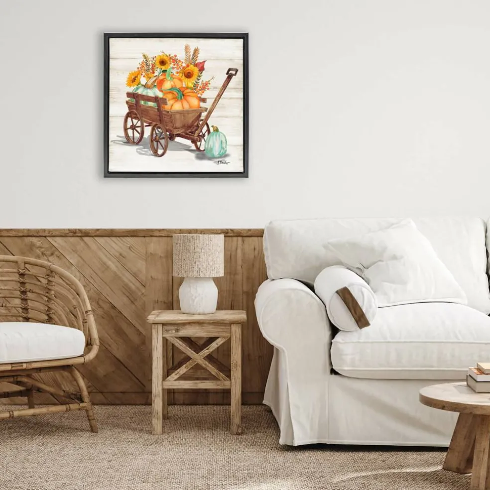Stupell Industries Pumpkin Farm Harvest Wagon Floater Framed Art