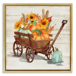 Stupell Industries Pumpkin Farm Harvest Wagon Floater Framed Art