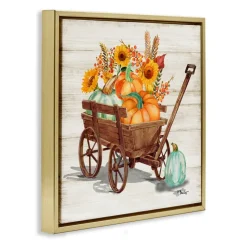 Stupell Industries Pumpkin Farm Harvest Wagon Floater Framed Art