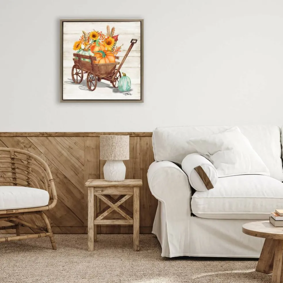 Stupell Industries Pumpkin Farm Harvest Wagon Floater Framed Art