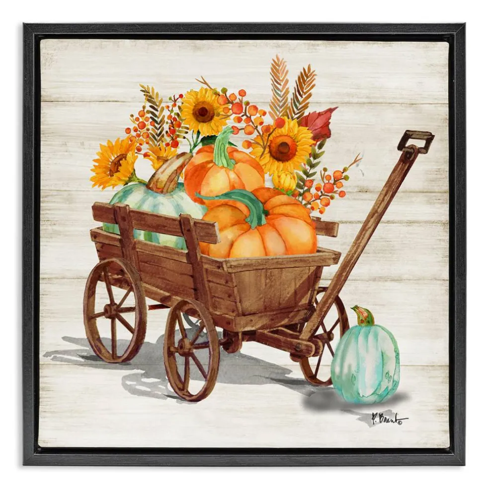 Stupell Industries Pumpkin Farm Harvest Wagon Floater Framed Art