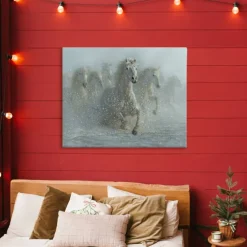 Stupell Industries Running Wild Horses Splashing Canvas, design by Collin Bogle