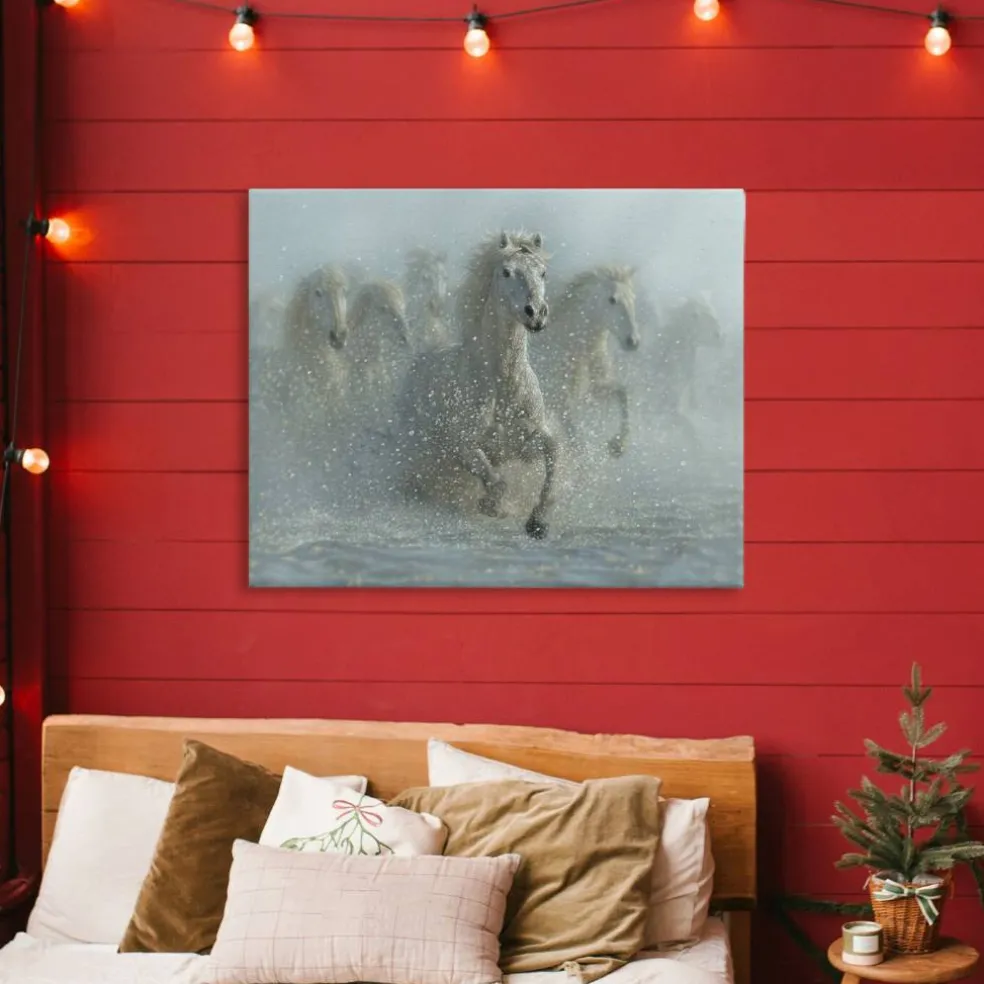 Stupell Industries Running Wild Horses Splashing Canvas, design by Collin Bogle