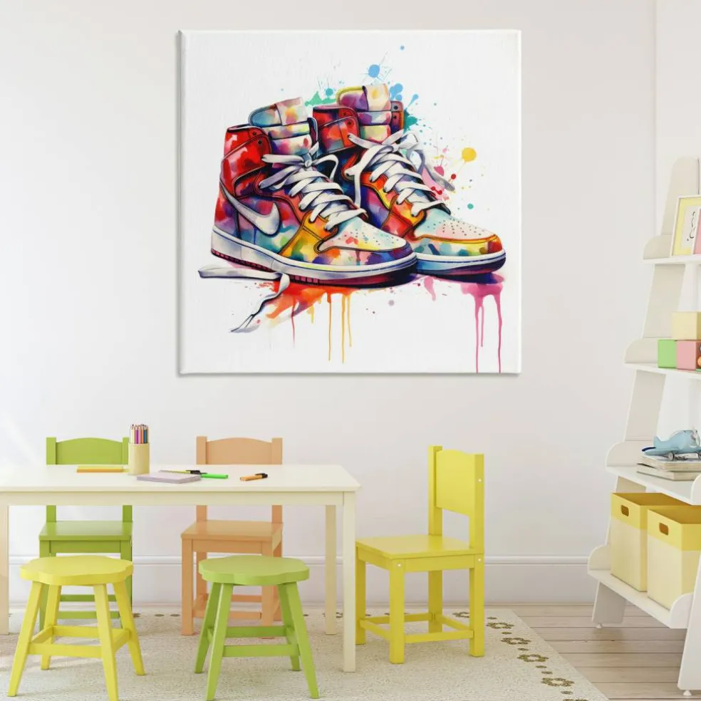 Stupell Industries Sneakers with Watercolor Drip Canvas, design by Creative Studio