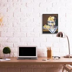 Stupell Industries Still-Life Country Lemon Peel in Jar Wall Art in Black Frame