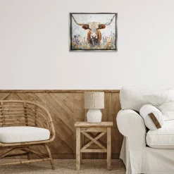 Stupell Industries Texas Longhorn Speckled Flowers Floating Frame By Franklyn Gregory