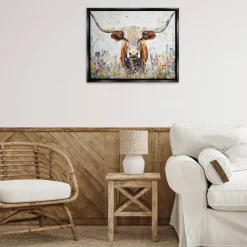 Stupell Industries Texas Longhorn Speckled Flowers Floating Frame By Franklyn Gregory