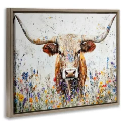Stupell Industries Texas Longhorn Speckled Flowers Floating Frame By Franklyn Gregory