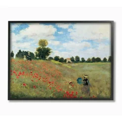 Stupell Industries The Poppy Field by Monet Classic Painting in Black Frame