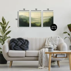Stupell Industries Through The Haze Mountain Panorama 3pc Framed Giclee Set, design by Petal Prints Design