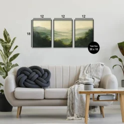 Stupell Industries Through The Haze Mountain Panorama 3pc Framed Giclee Set, design by Petal Prints Design