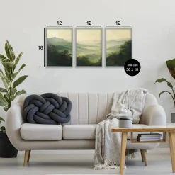 Stupell Industries Through The Haze Mountain Panorama 3pc Framed Giclee Set, design by Petal Prints Design