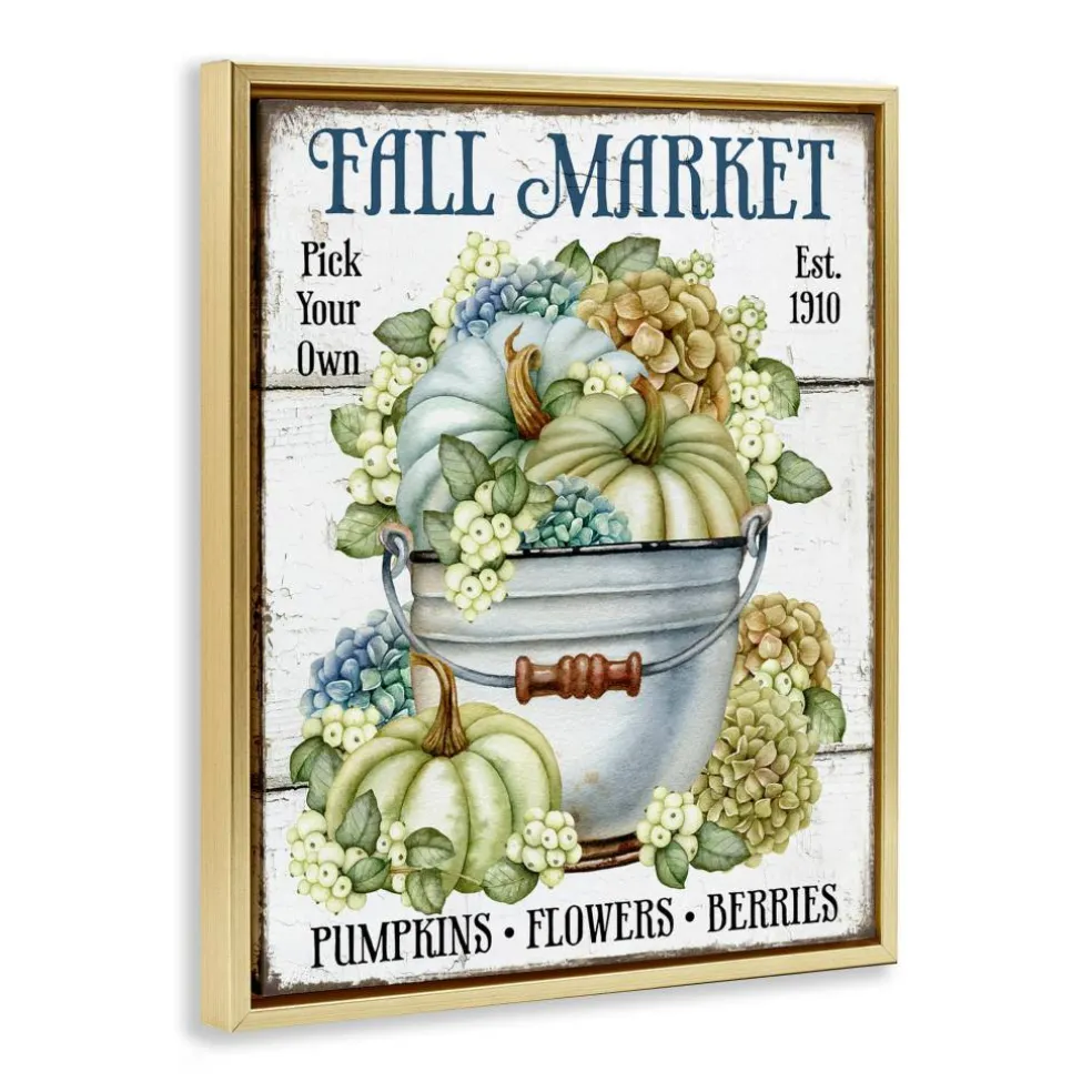 Stupell Industries Vintage Pumpkins & Hydgrangea Floater Framed Art