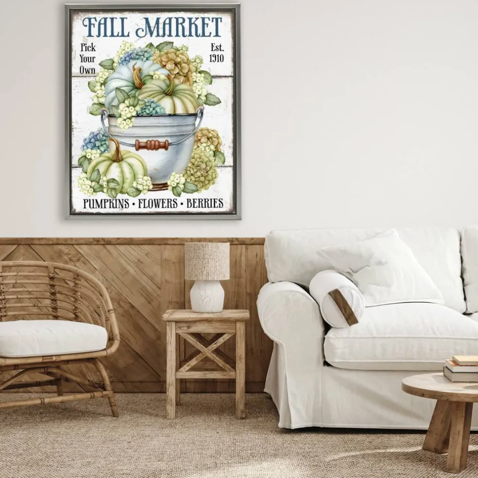 Stupell Industries Vintage Pumpkins & Hydgrangea Floater Framed Art
