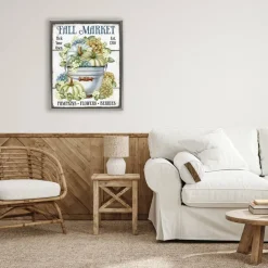 Stupell Industries Vintage Pumpkins & Hydgrangea Floater Framed Art