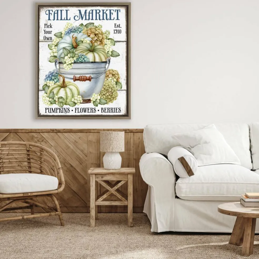 Stupell Industries Vintage Pumpkins & Hydgrangea Floater Framed Art