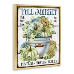 Stupell Industries Vintage Pumpkins & Hydgrangea Floater Framed Art