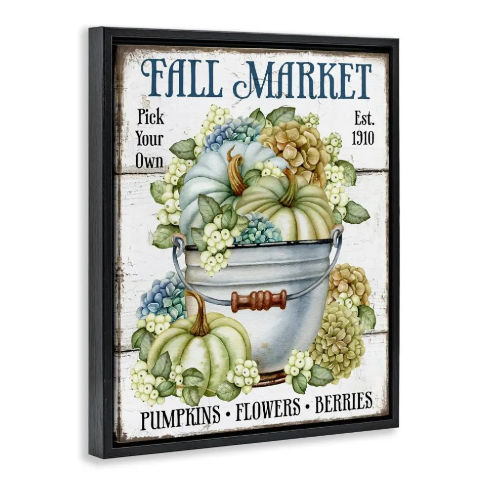 Stupell Industries Vintage Pumpkins & Hydgrangea Floater Framed Art