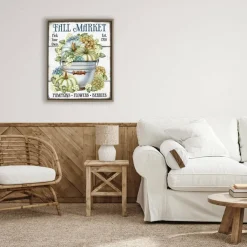 Stupell Industries Vintage Pumpkins & Hydgrangea Floater Framed Art