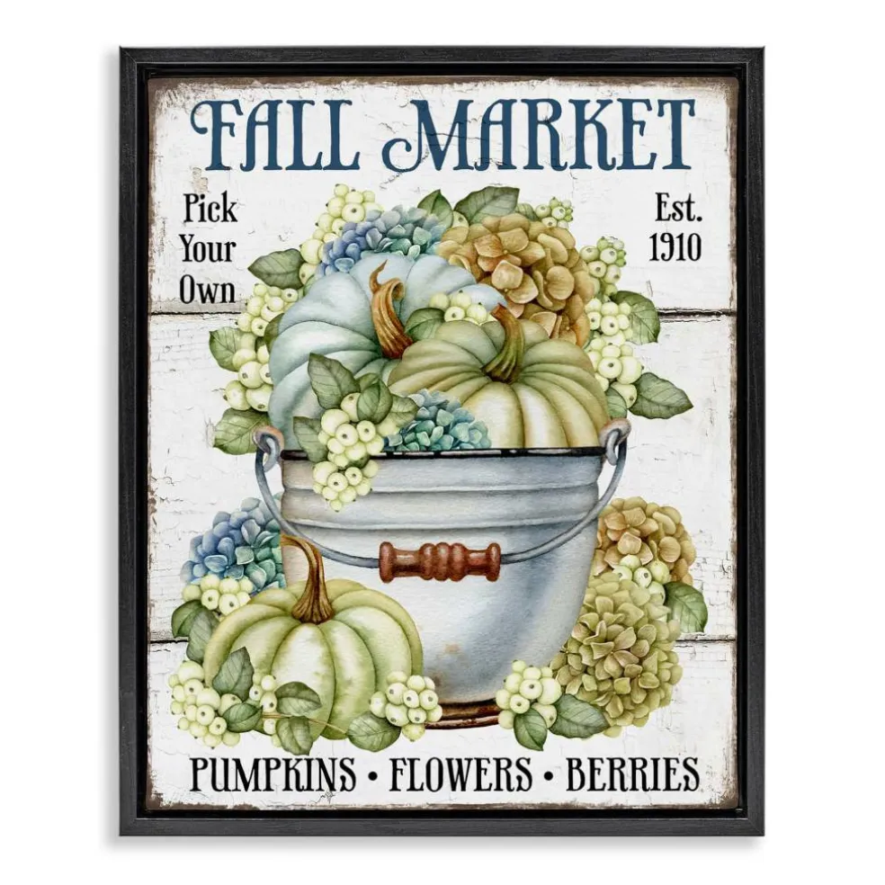 Stupell Industries Vintage Pumpkins & Hydgrangea Floater Framed Art