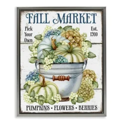 Stupell Industries Vintage Pumpkins & Hydgrangea Floater Framed Art