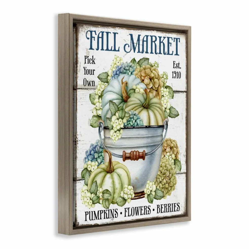 Stupell Industries Vintage Pumpkins & Hydgrangea Floater Framed Art