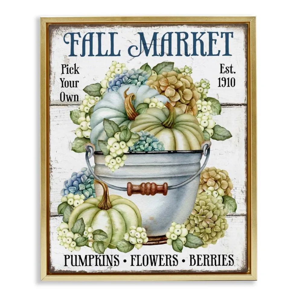Stupell Industries Vintage Pumpkins & Hydgrangea Floater Framed Art