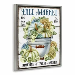 Stupell Industries Vintage Pumpkins & Hydgrangea Floater Framed Art