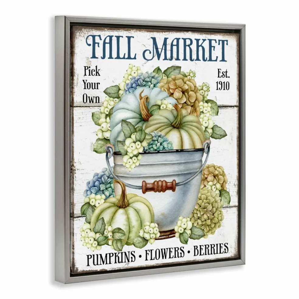 Stupell Industries Vintage Pumpkins & Hydgrangea Floater Framed Art