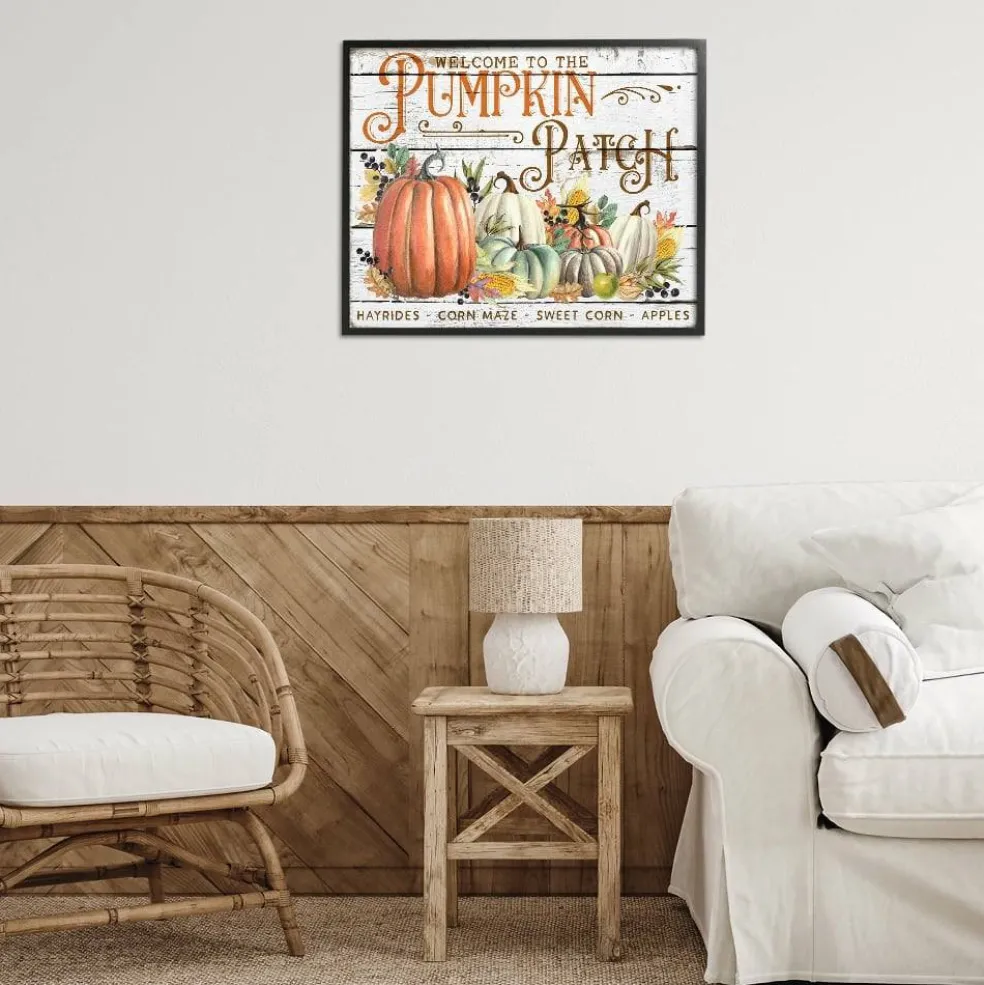 Stupell Industries Welcome Pumpkin Patch Framed Giclee Art