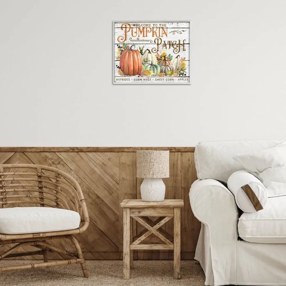 Stupell Industries Welcome Pumpkin Patch Framed Giclee Art