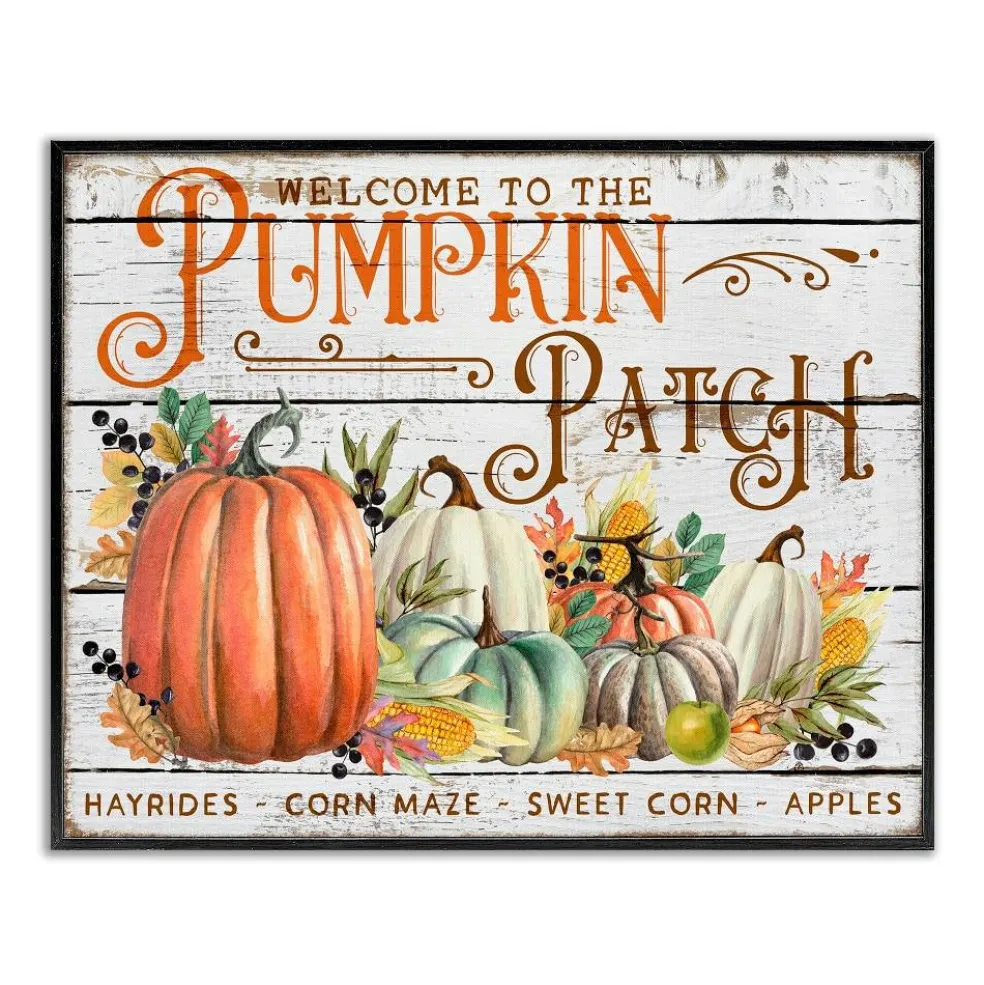Stupell Industries Welcome Pumpkin Patch Framed Giclee Art