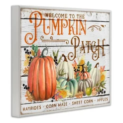 Stupell Industries Welcome Pumpkin Patch Framed Giclee Art