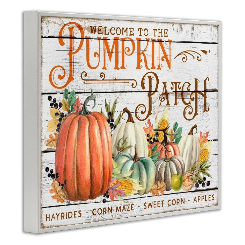 Stupell Industries Welcome Pumpkin Patch Framed Giclee Art