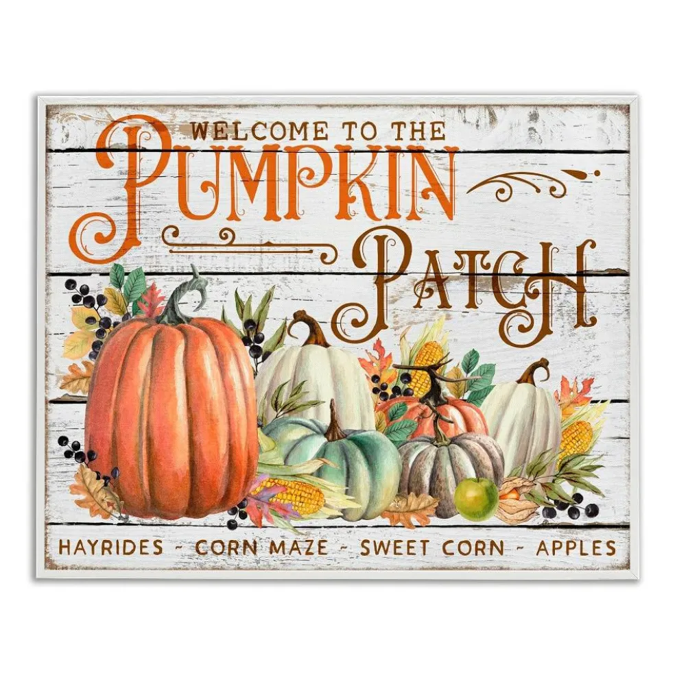 Stupell Industries Welcome Pumpkin Patch Framed Giclee Art