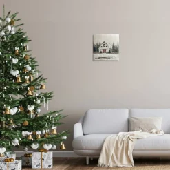 Stupell Industries White Christmas Barn with Wreat Canvas Wall Art, design by Creative Studio