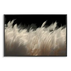 Stupell Industries White Feathers Windblown Grasses Framed Giclee, design by Decent Exposures