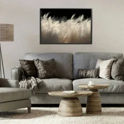 Stupell Industries White Feathers Windblown Grasses Framed Giclee, design by Decent Exposures