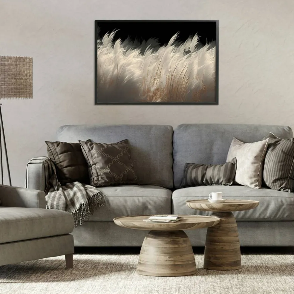 Stupell Industries White Feathers Windblown Grasses Framed Giclee, design by Decent Exposures