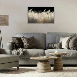 Stupell Industries White Feathers Windblown Grasses Framed Giclee, design by Decent Exposures