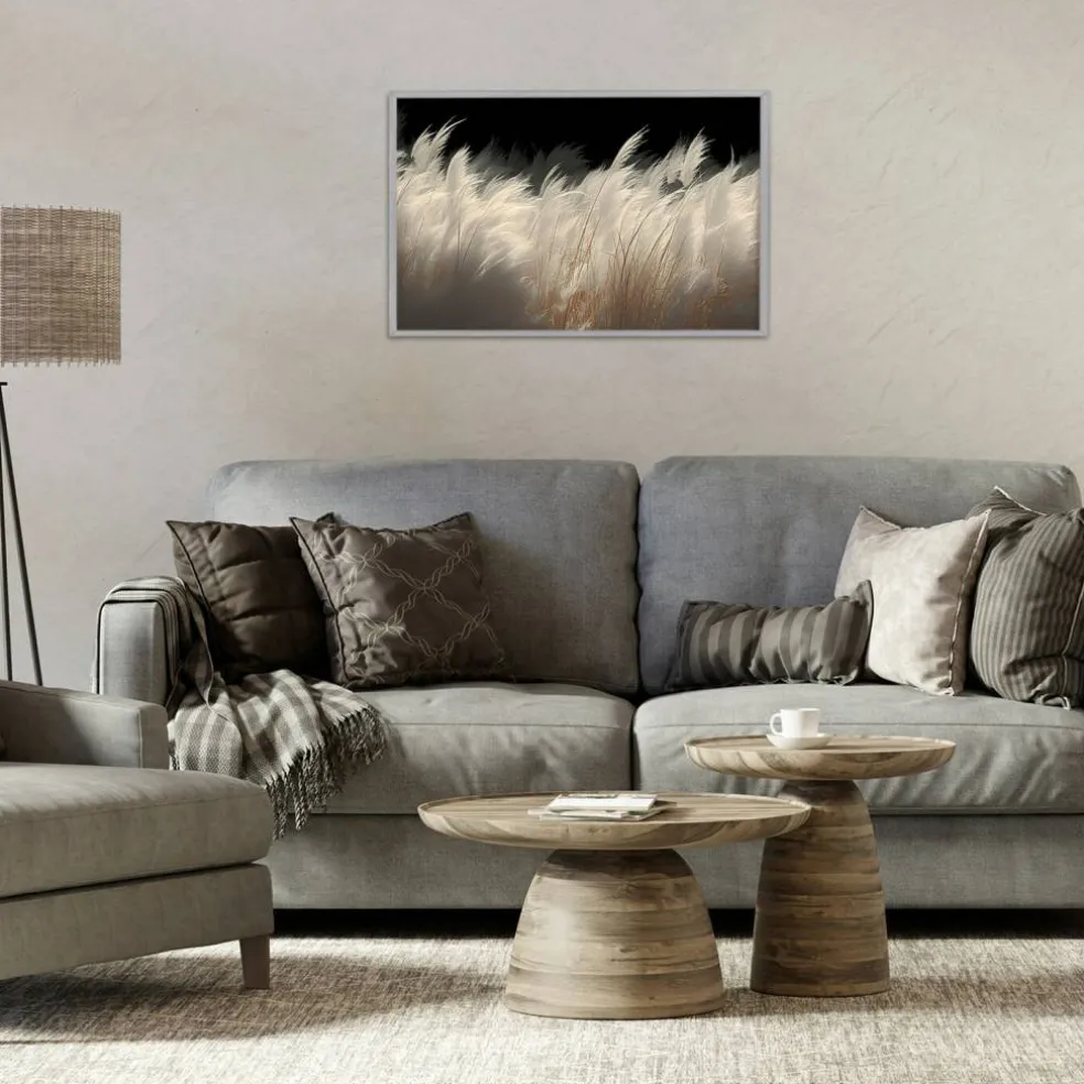 Stupell Industries White Feathers Windblown Grasses Framed Giclee, design by Decent Exposures