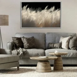 Stupell Industries White Feathers Windblown Grasses Framed Giclee, design by Decent Exposures
