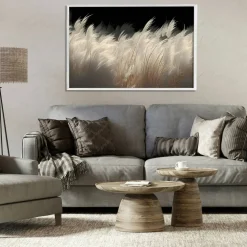 Stupell Industries White Feathers Windblown Grasses Framed Giclee, design by Decent Exposures