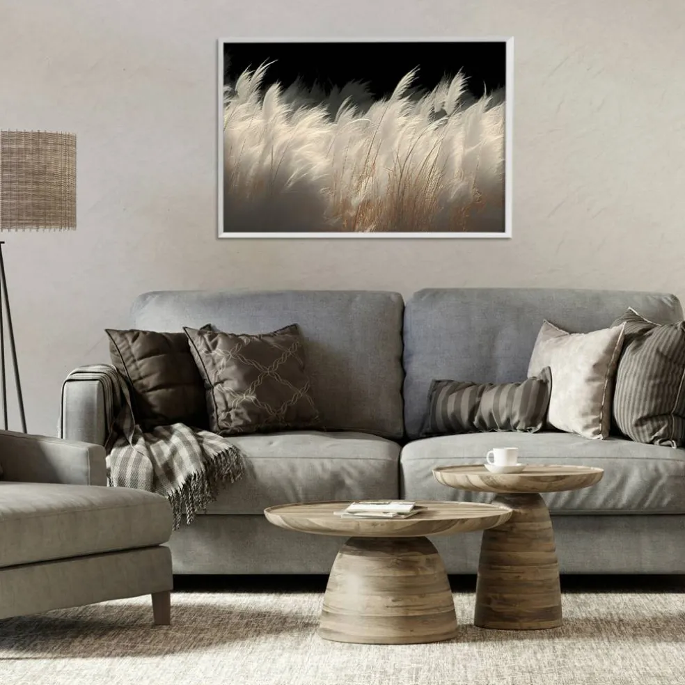 Stupell Industries White Feathers Windblown Grasses Framed Giclee, design by Decent Exposures