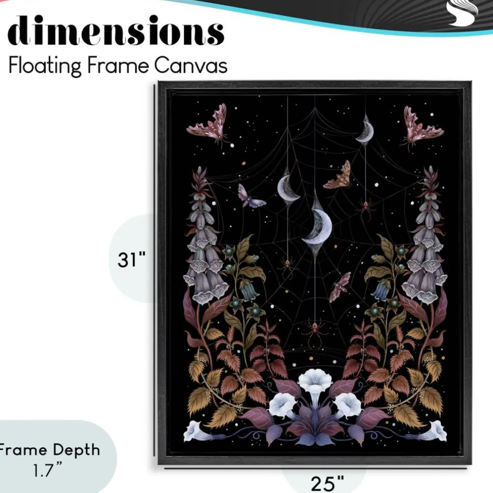 Stupell Industries Witch Garden with Spider Webs Floating Frame, design by Episodic Drawings