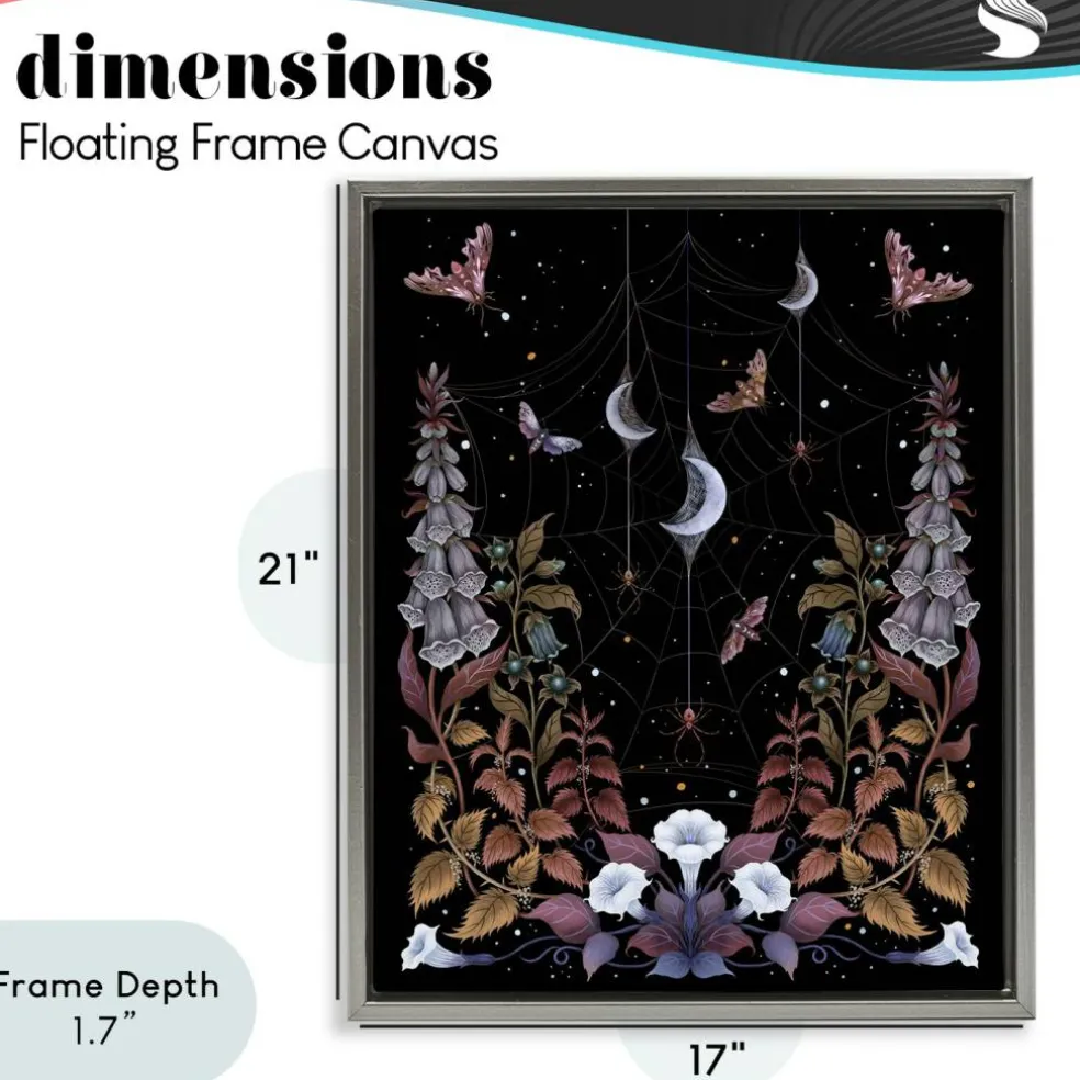 Stupell Industries Witch Garden with Spider Webs Floating Frame, design by Episodic Drawings